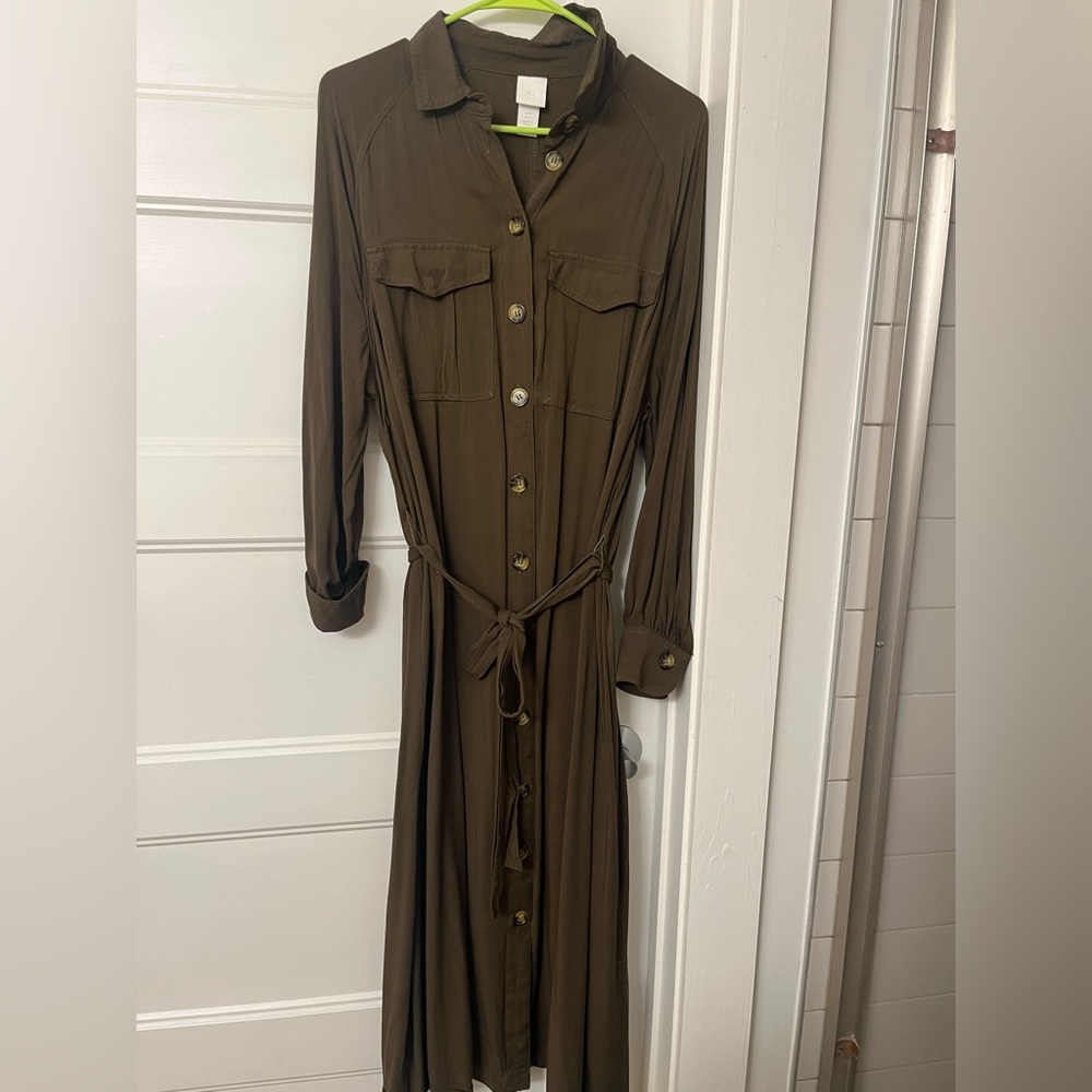 H&M Long Sleeve Brown Maxi Dress